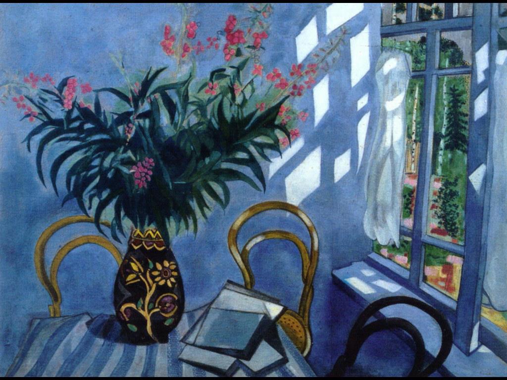 Intérieur aux Fleurs contemporain Marc Chagall Peintures à l'huile